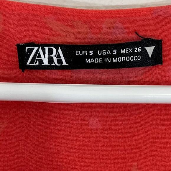 Zara Women's Red Floral Mini Wrap Dress Size S Style 9049/687/600/S - Picture 8 of 12